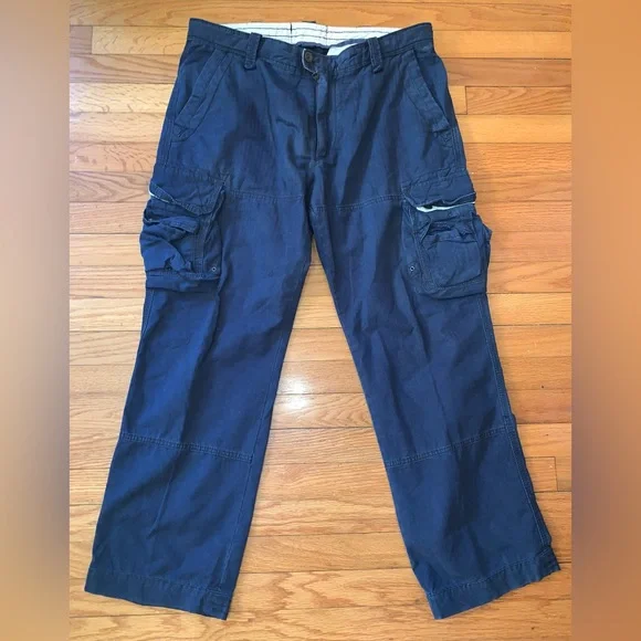 Vintage Polo Ralph Lauren Military Cargo Pants Cotton Blue Size 36x30 - Picture 1 of 5